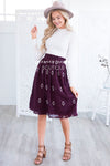 Diamond Print Textured Smocked Waist Skirt Skirts vendor-unknown