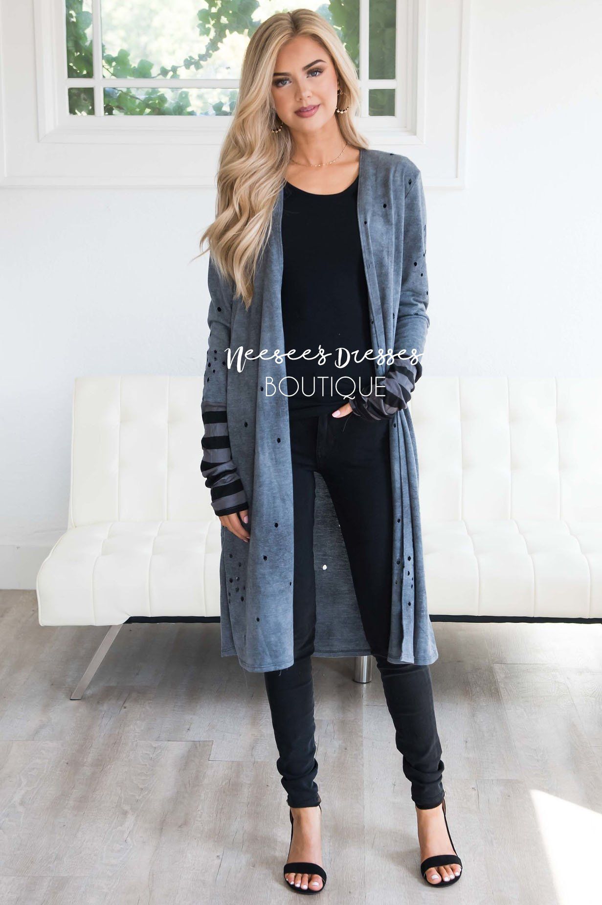 Top of The Line Distressed Duster Cardigan Curvy vendor-unknown 