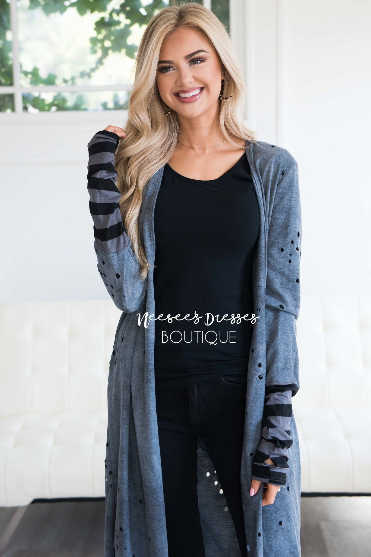 Top of The Line Distressed Duster Cardigan Curvy vendor-unknown 