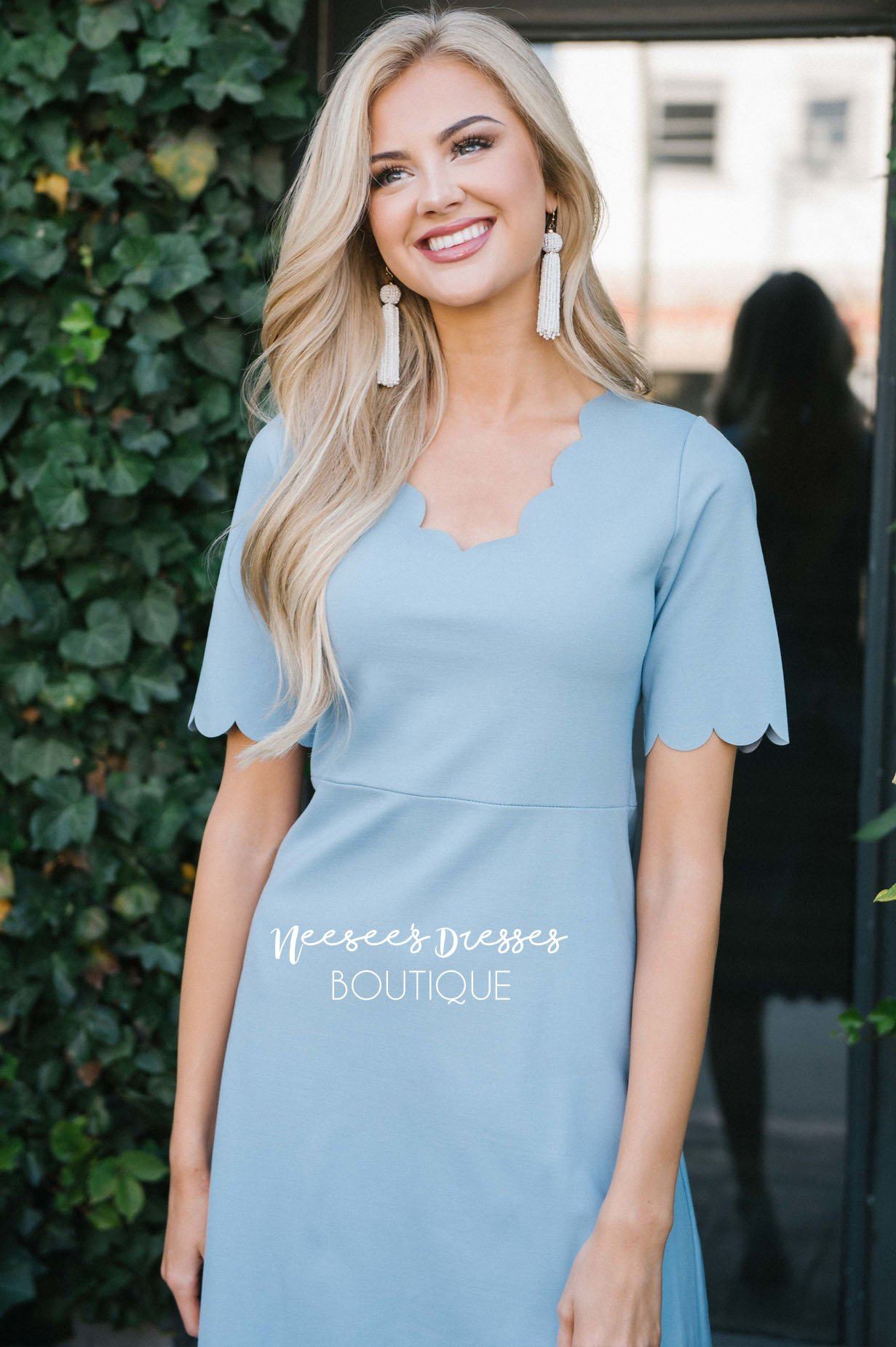 The Carolyn Scallop Hem Dress Modest Dresses vendor-unknown 