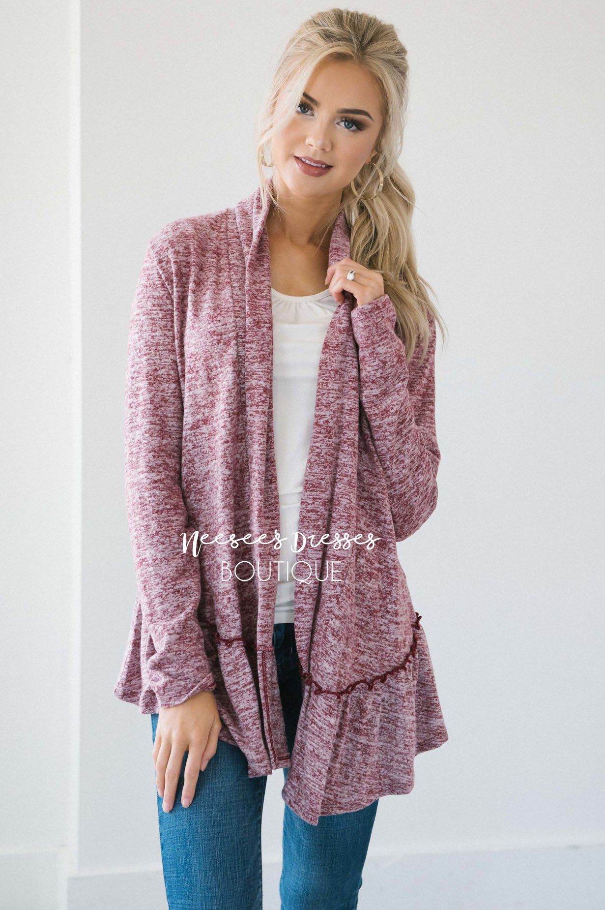 Autumn Perfection Ruffle Hem Cardigan Tops vendor-unknown 