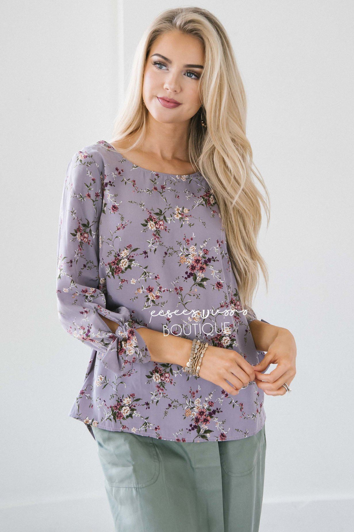 Tie Sleeve Chiffon Blouse Tops vendor-unknown 