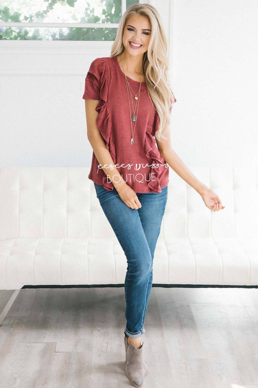Side Ruffle Cozy Fall Top Tops vendor-unknown 