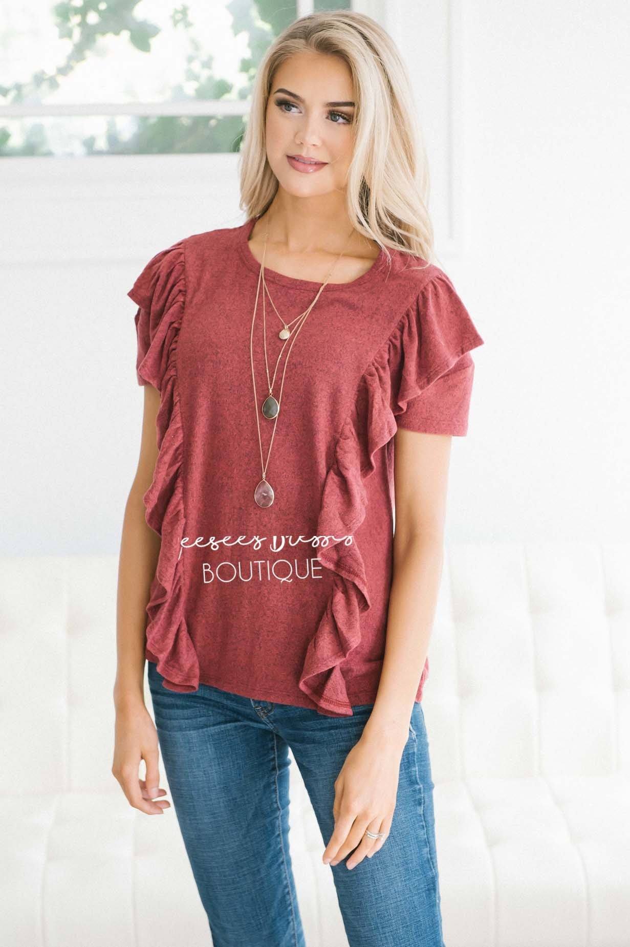 Side Ruffle Cozy Fall Top Tops vendor-unknown 