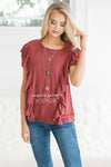 Side Ruffle Cozy Fall Top Tops vendor-unknown