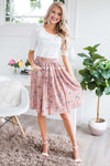Dusty Pink & Powder Blue Floral Chiffon Skirt Skirts vendor-unknown