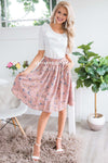Dusty Pink & Powder Blue Floral Chiffon Skirt Skirts vendor-unknown