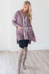 Cable Knit Lace Detail Bow Button Cardigan Tops vendor-unknown