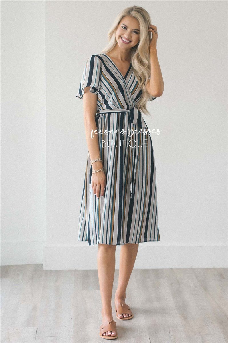 The Emilie NEW vendor-unknown Teal Navy & Mustard Stripes S 