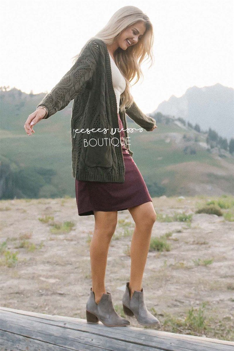 Suede Embroidered Pencil Skirt Skirts vendor-unknown 