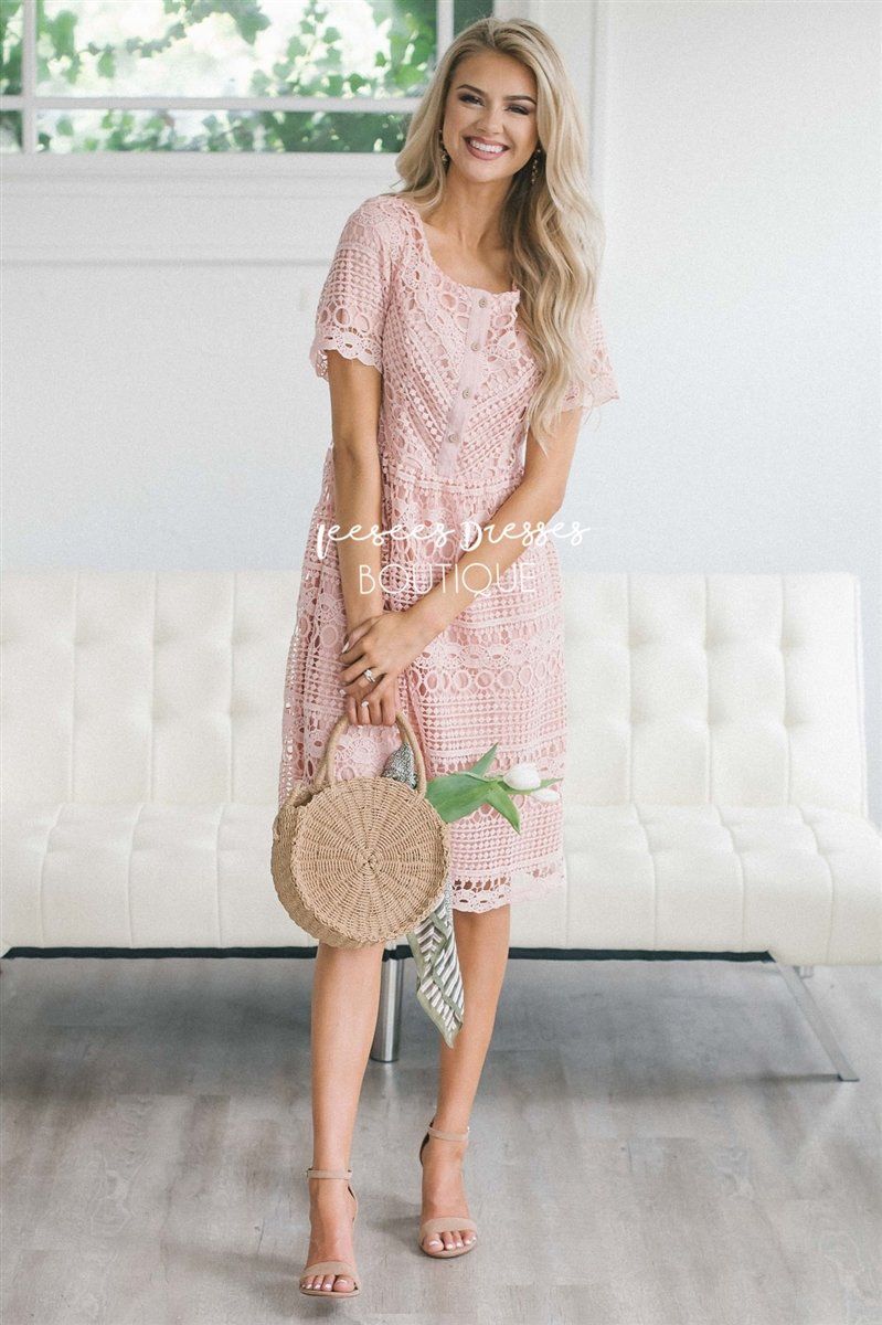 The Adalee Modest Dresses vendor-unknown Rose Pink S 
