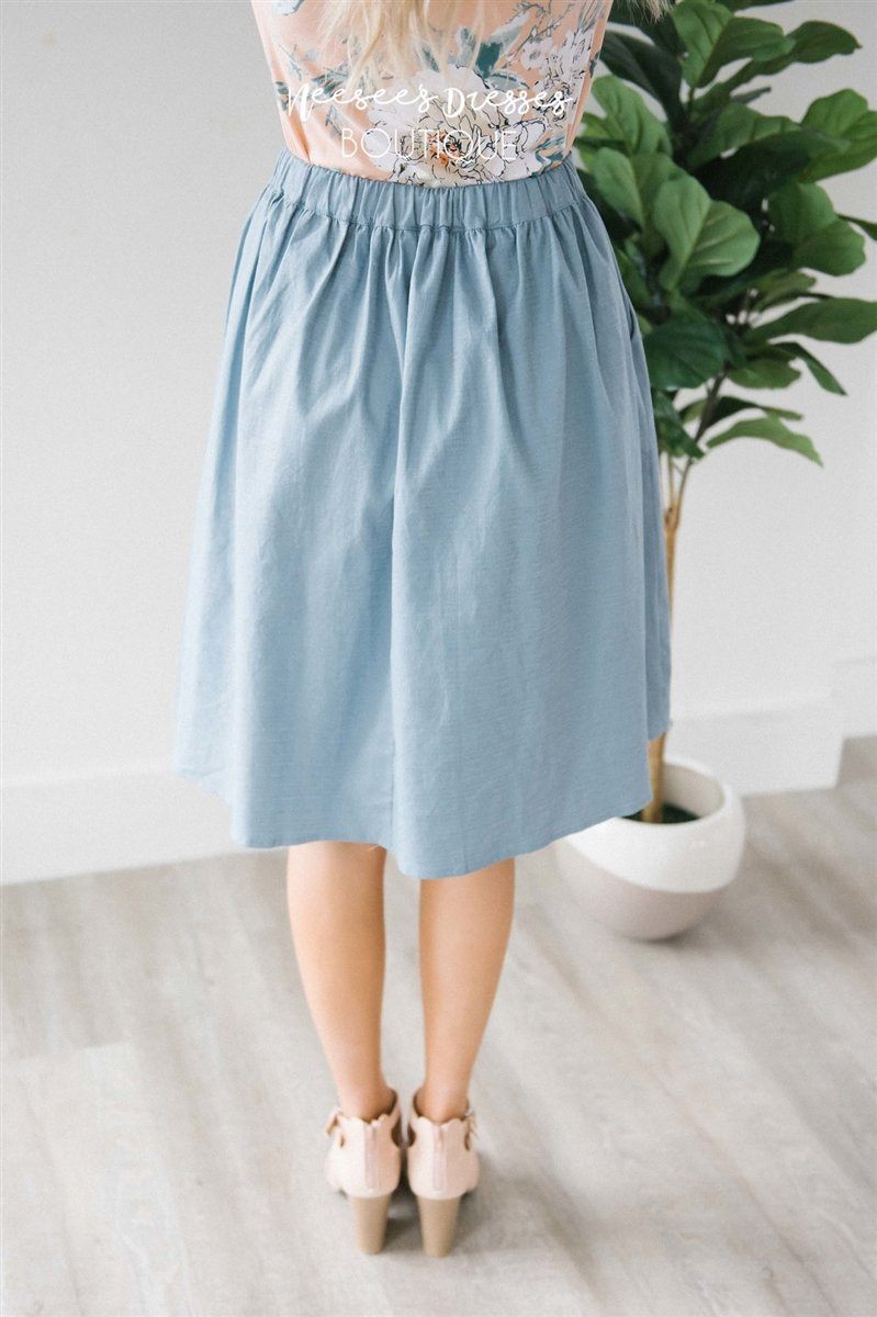 Chambray Tie Waist Skirt Skirts vendor-unknown 