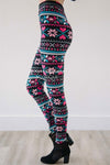 Pink Cross Stitch Christmas Leggings Accessories & Shoes vendor-unknown Pink Cross Stitch Christmas Leggings - Pink - One Size