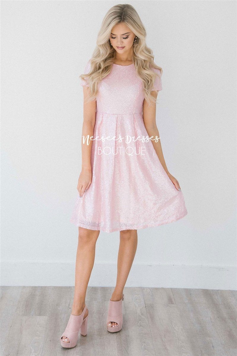 The Felicity Modest Dresses Mikarose Blush Pink S 