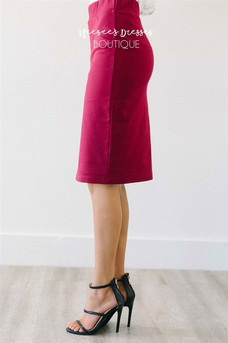 Perfect Fit Cranberry Pencil Skirt Skirts vendor-unknown 