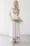 The Camden Modest Dresses vendor-unknown Cream with Gold & Amber Embroidered Floral S