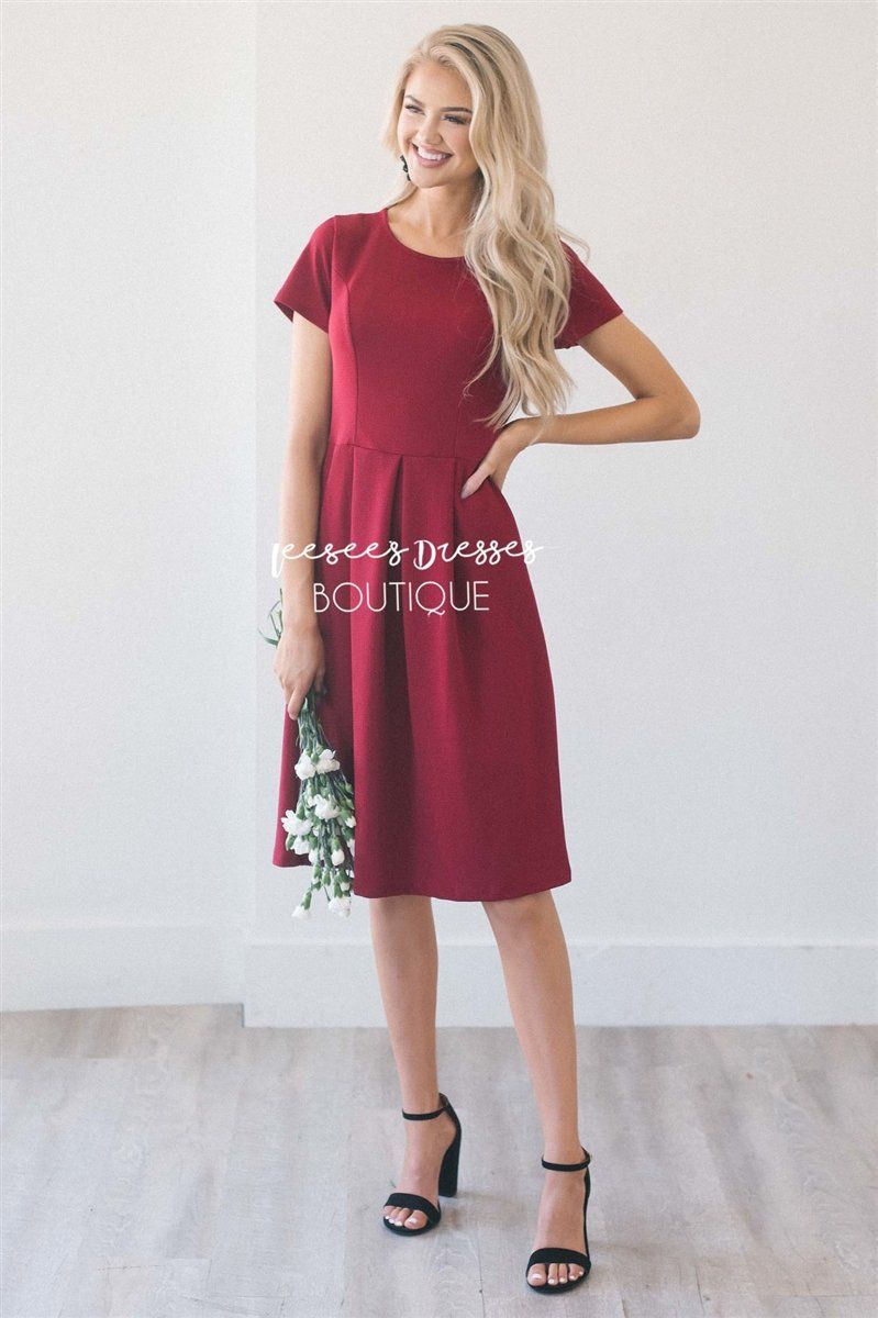 The Kelsie Modest Dresses vendor-unknown Cranberry S 
