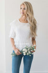 Embroidered Peplum Ruffle Sleeve Top Tops vendor-unknown S Ivory 