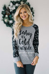 Baby It's Cold Outside Gray Sweater Tops vendor-unknown Gray S