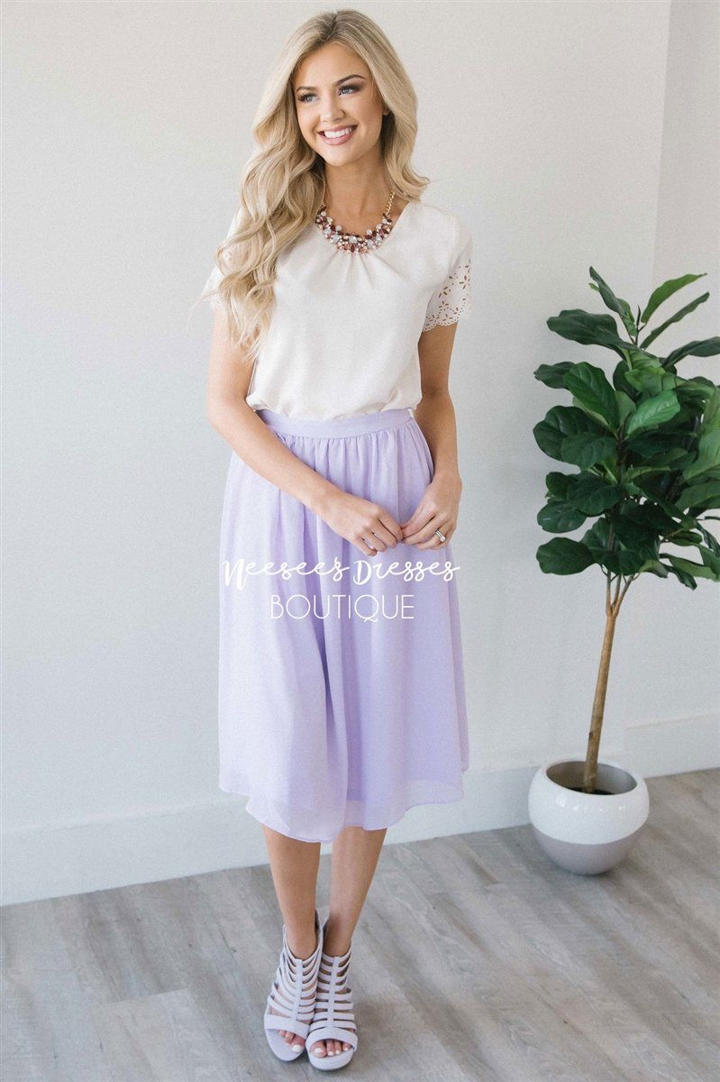 Lavender Chiffon Skirt Skirts vendor-unknown Lavender XS 