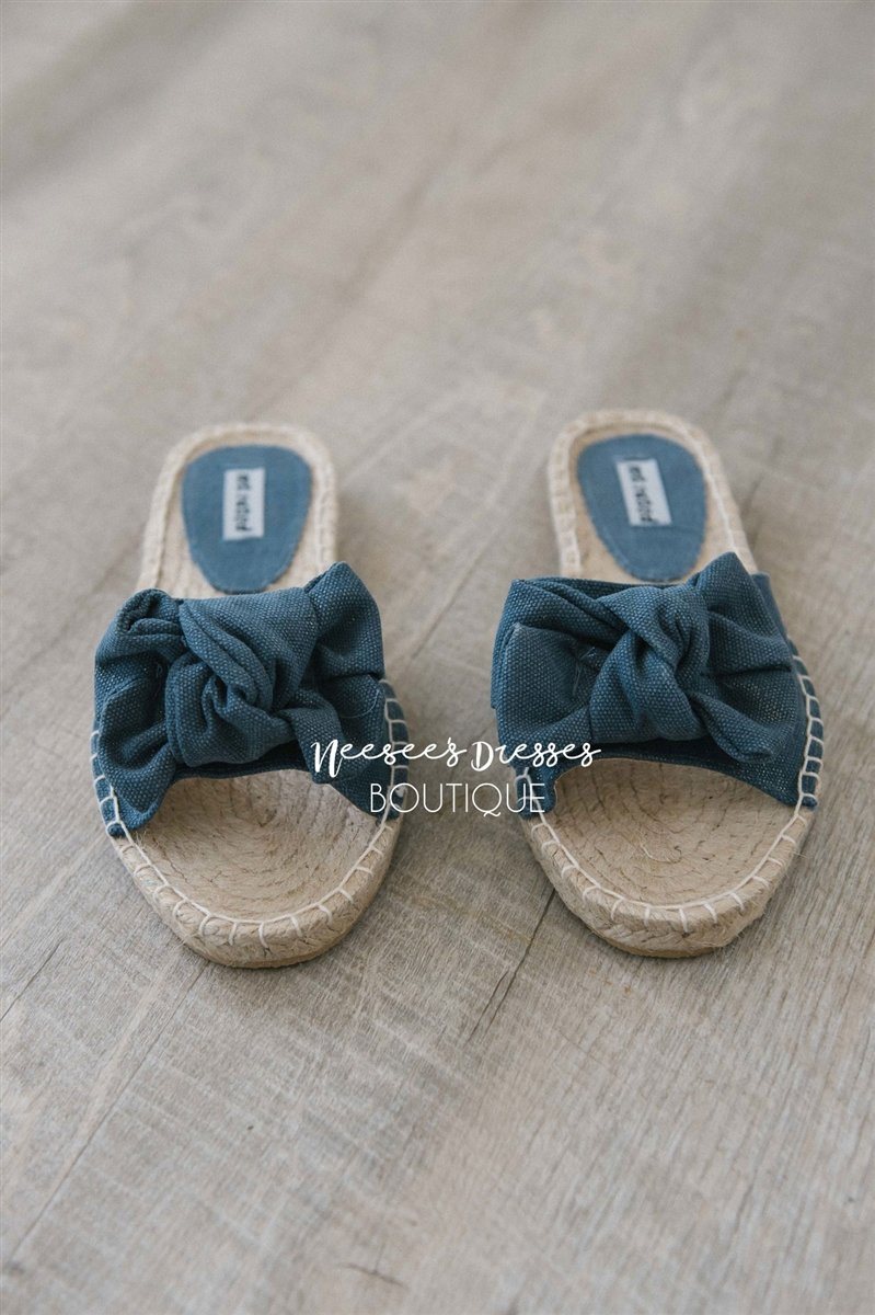 Erra Bow Detail Slides Accessories & Shoes vendor-unknown Denim 5.5 