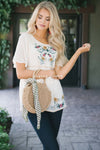 Floral Embroidered Cream Flowy Blouse Tops vendor-unknown