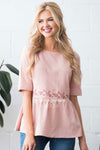 Peplum Embroidered Baby Doll Top Modest Dresses vendor-unknown