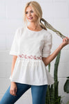 Peplum Embroidered Baby Doll Top Modest Dresses vendor-unknown