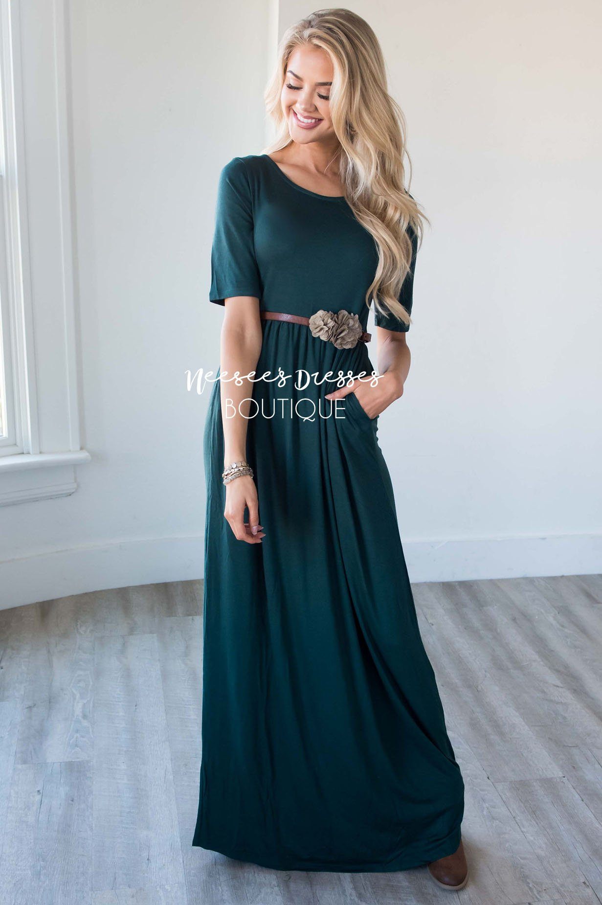 The Ritchie 3/4 Length Sleeve Maxi Dress Modest Dresses vendor-unknown 