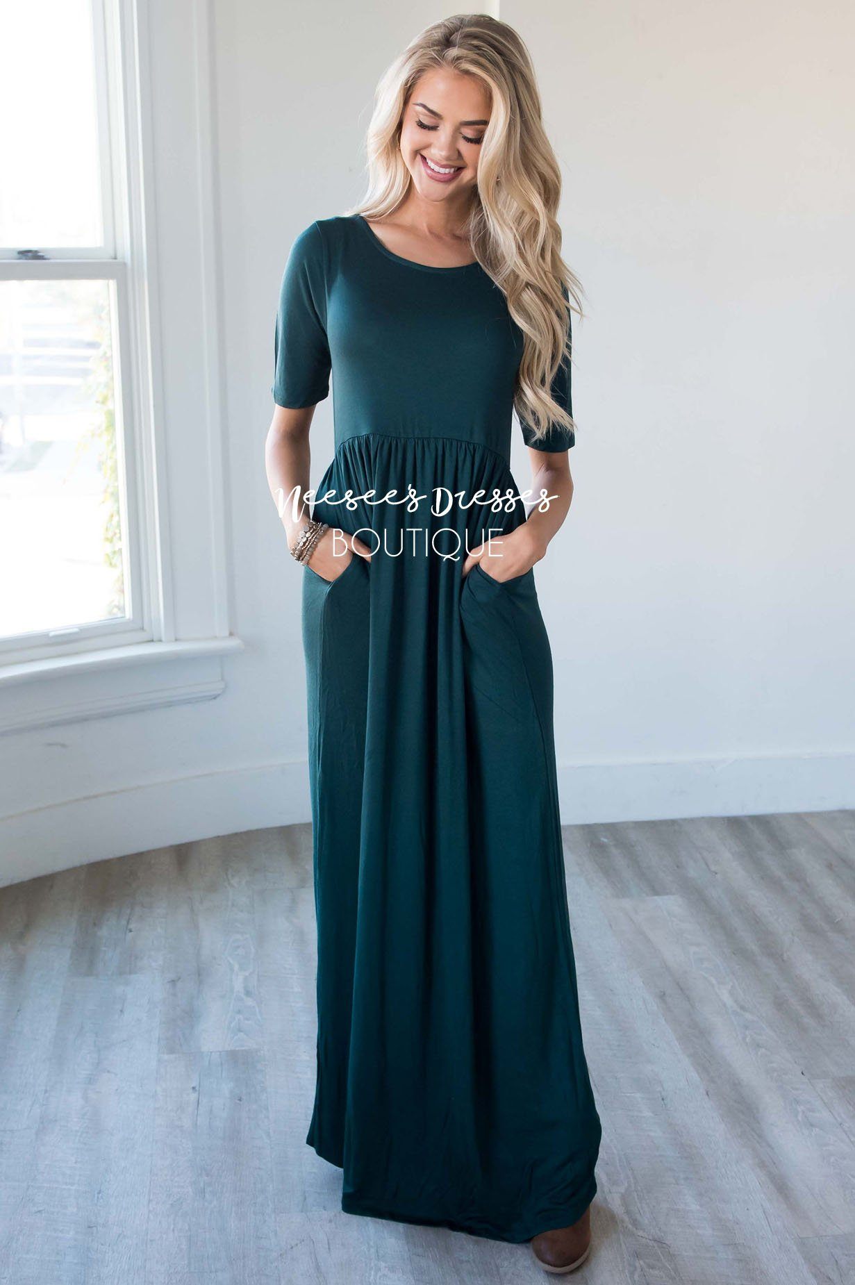 The Ritchie 3/4 Length Sleeve Maxi Dress Modest Dresses vendor-unknown 