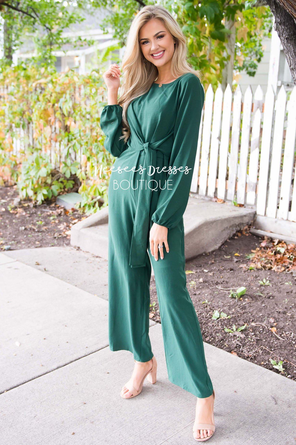 The Lolo Emerald Jumpsuit Modest Dresses vendor-unknown 
