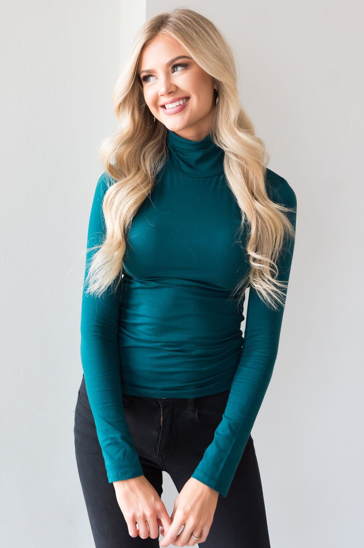 Get Close To Me Modest Turtleneck Tops vendor-unknown 