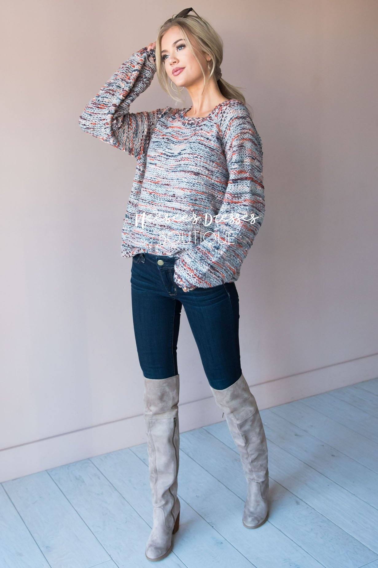 Everything Sweet Colorful Sweater Modest Dresses vendor-unknown 