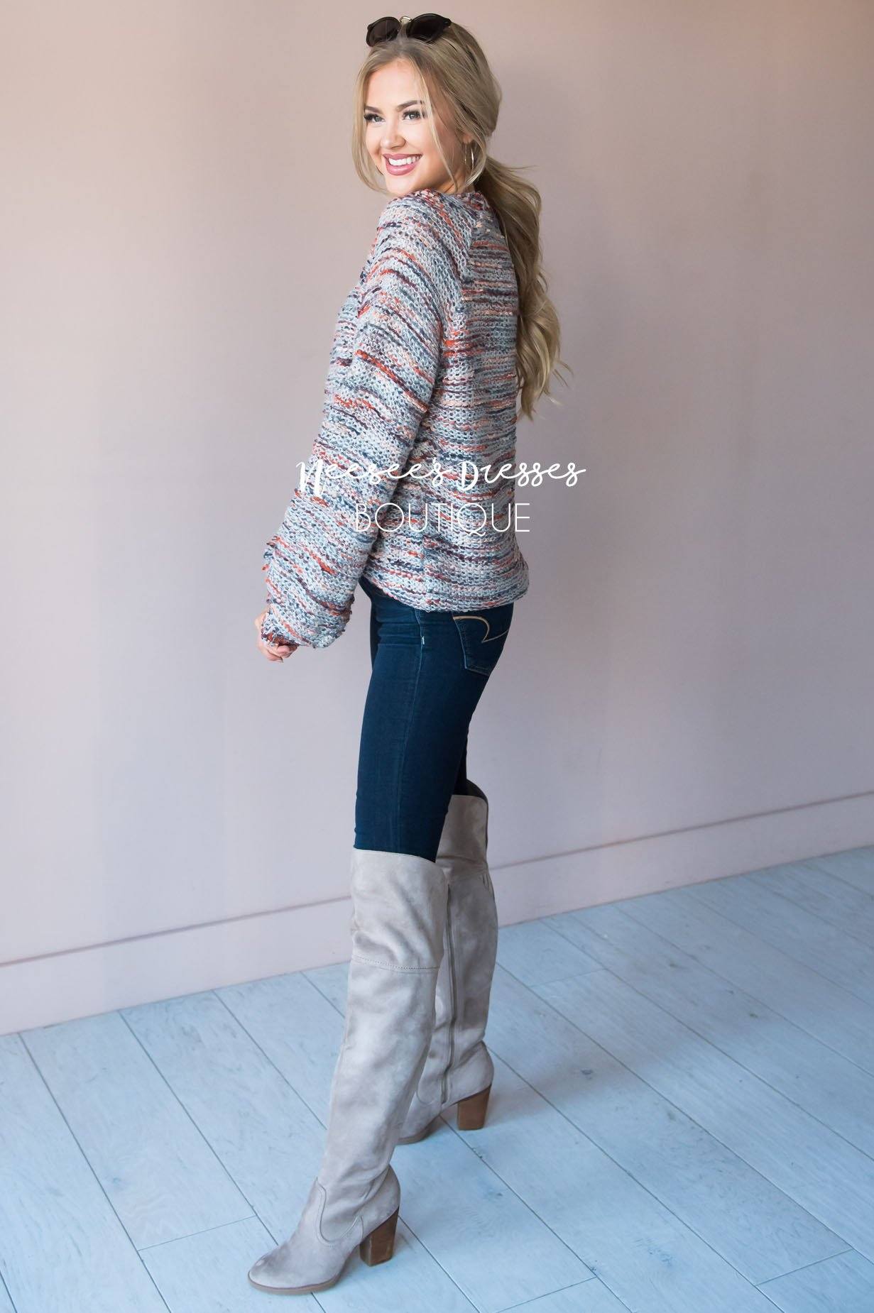 Everything Sweet Colorful Sweater Modest Dresses vendor-unknown 