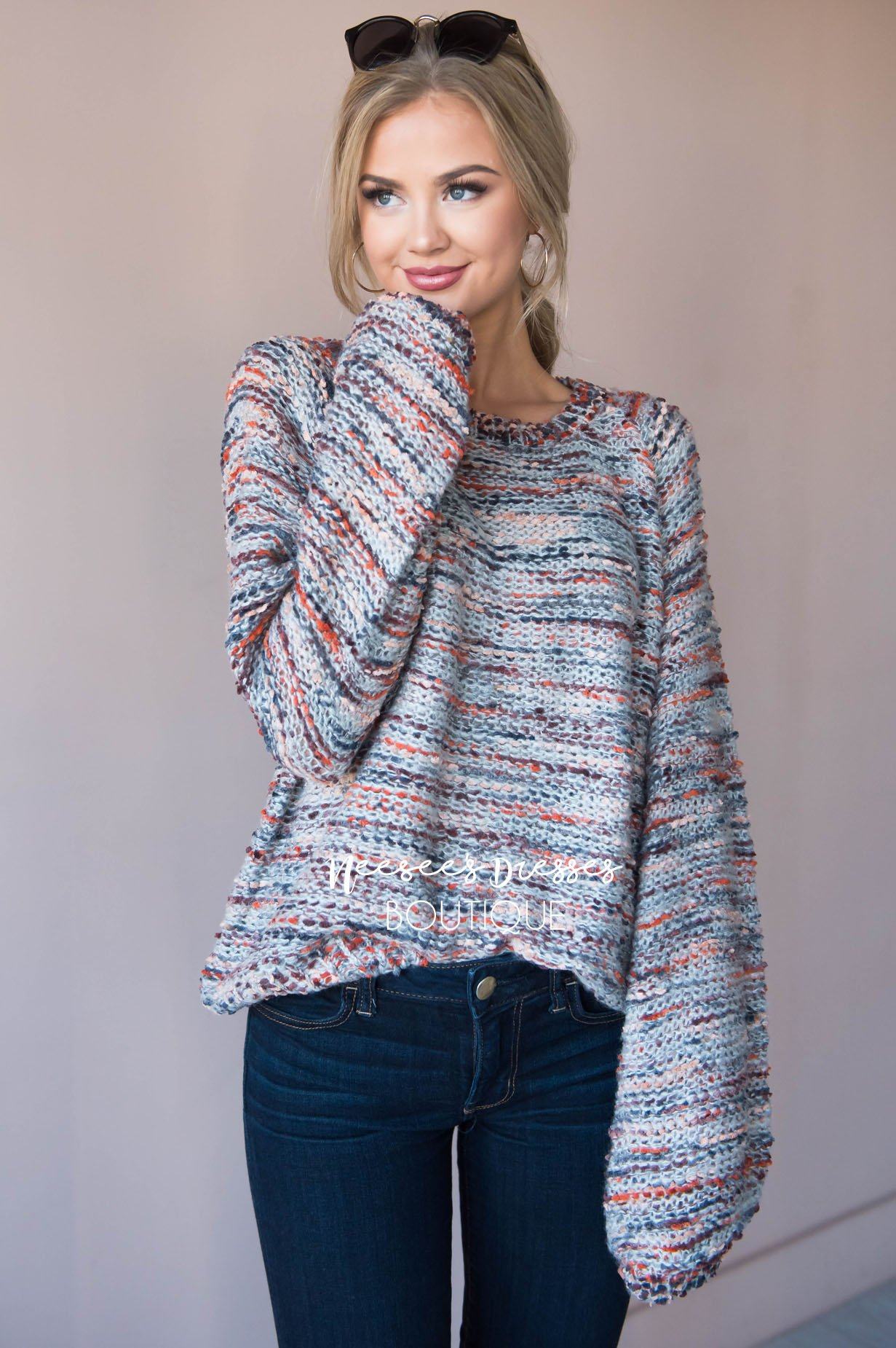 Everything Sweet Colorful Sweater Modest Dresses vendor-unknown 