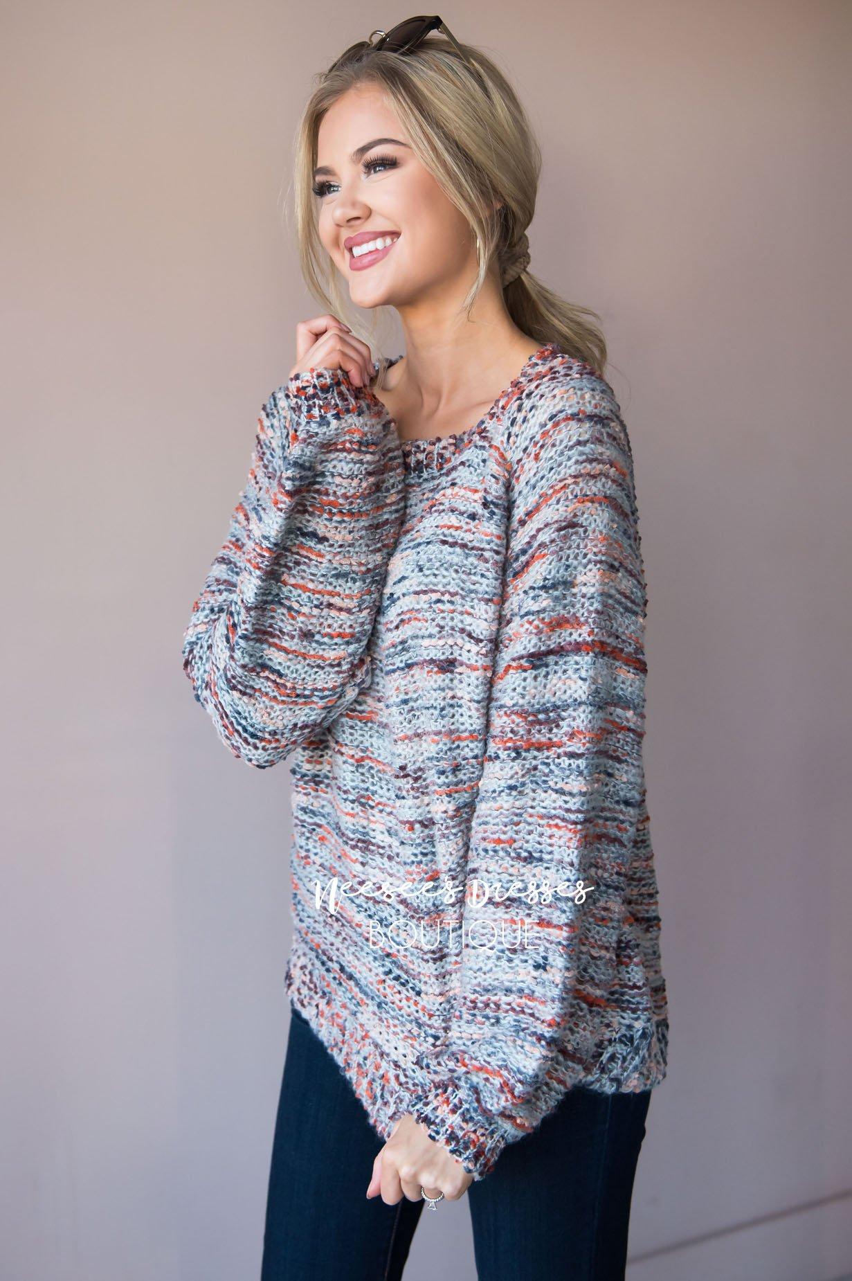 Everything Sweet Colorful Sweater Modest Dresses vendor-unknown 