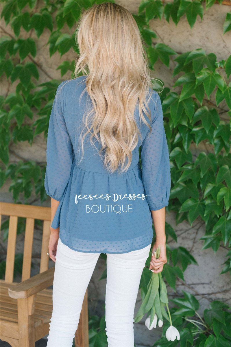 Polka Dot Embroidered Baby Doll Top Tops vendor-unknown 