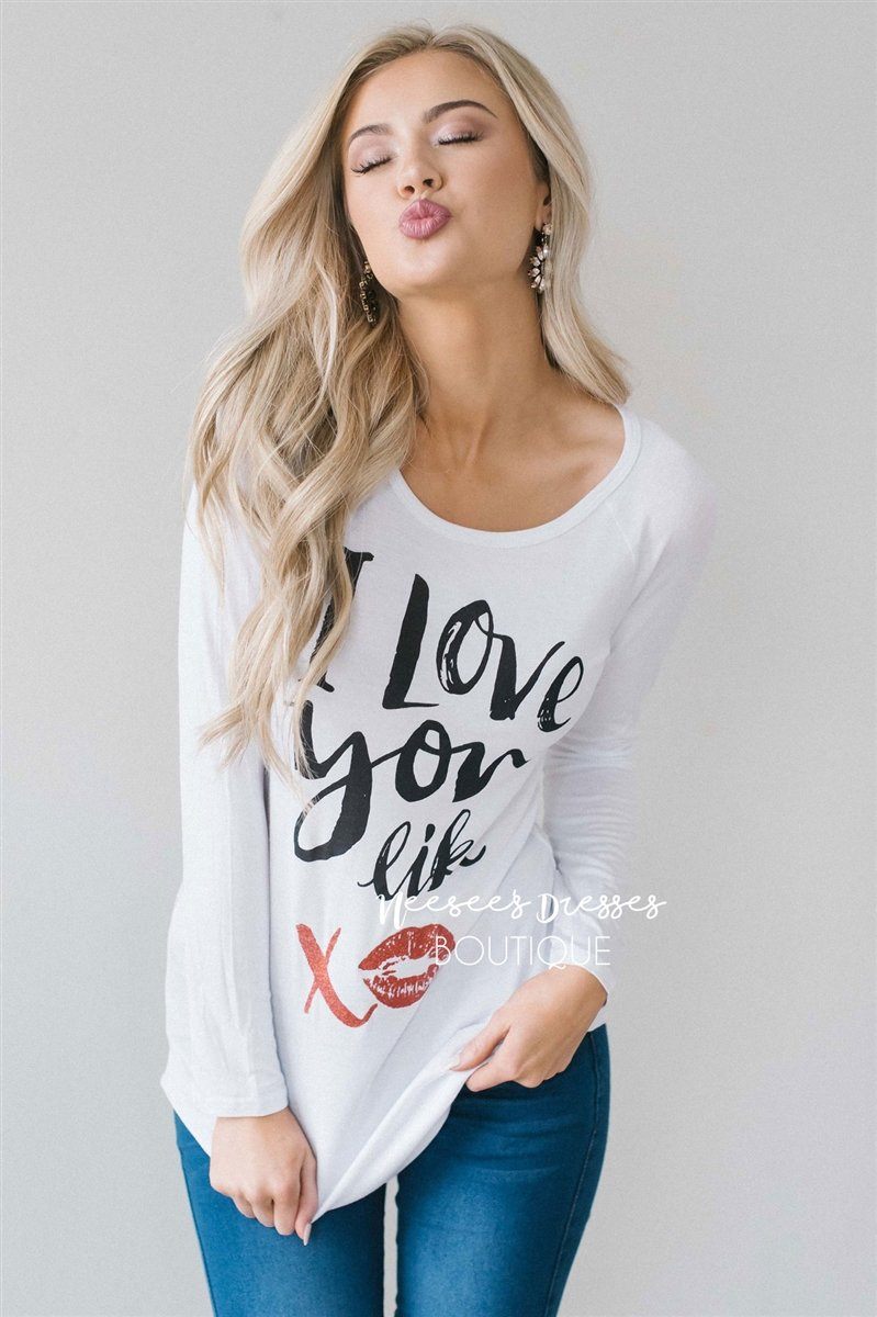 I Love You Like XO Top Tops vendor-unknown White S 