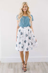White & Dusty Blue Floral Pocket Skirt Skirts vendor-unknown White XS