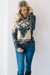 Sequin Reindeer Polka Dot Sweater Tops vendor-unknown