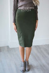 Perfect Fit Olive Pencil Skirt Skirts vendor-unknown