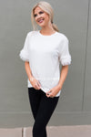 Faint of Heart Lace Sleeve Top Tops vendor-unknown