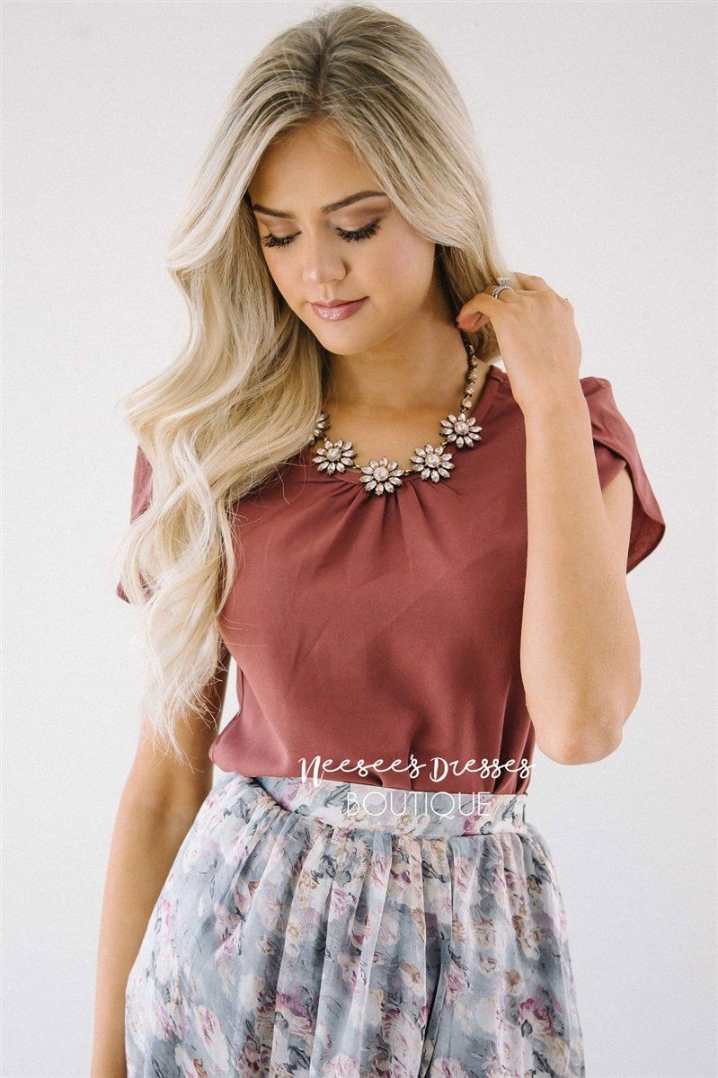 Burnt Mauve Chiffon Top Tops vendor-unknown 