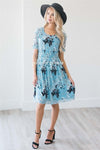 The Daphne Modest Dresses vendor-unknown Sky Blue Floral XS