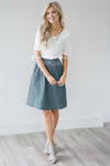 Navy Striped Aline Pocket Skirt Skirts vendor-unknown Navy XS