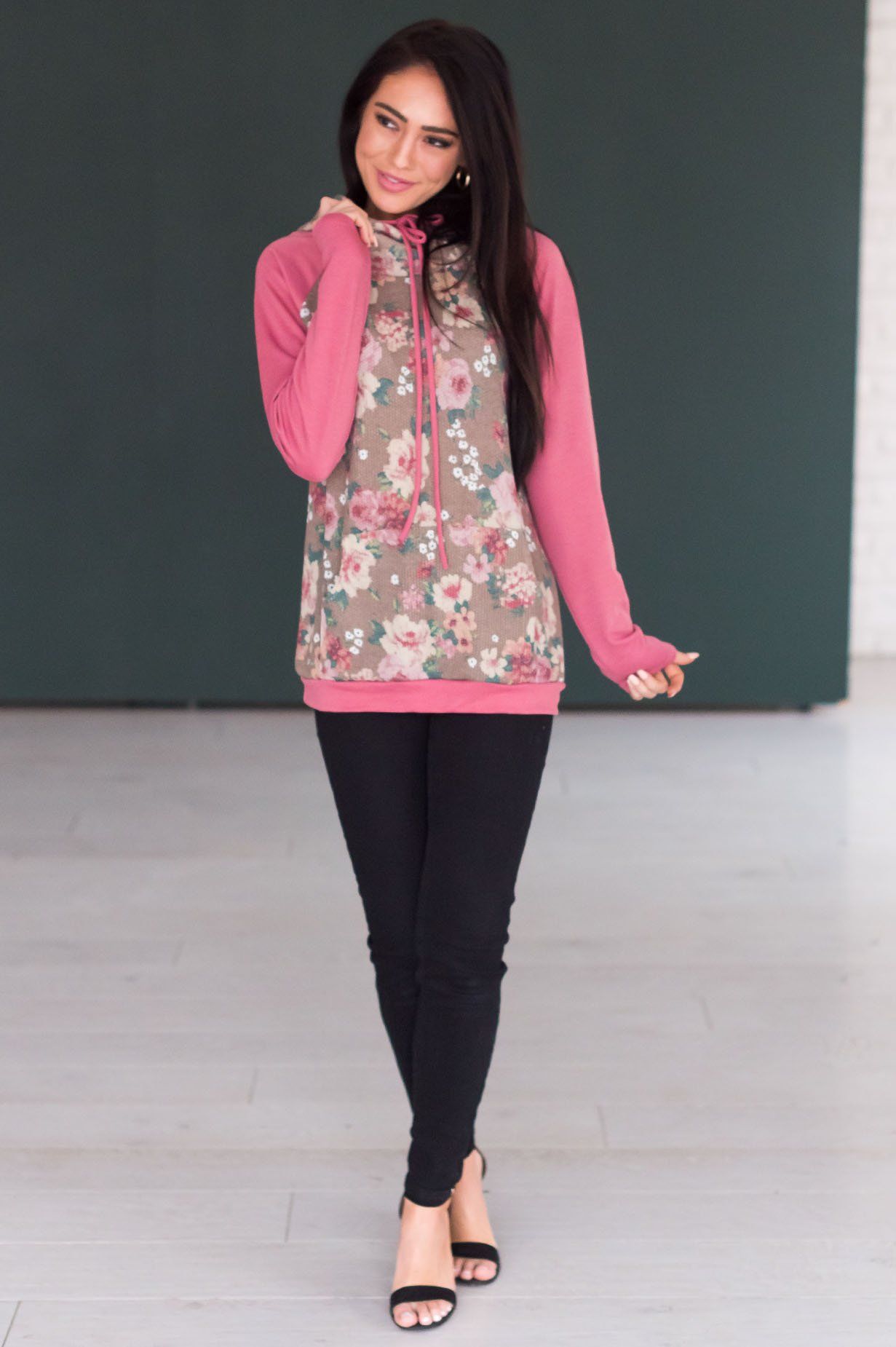 Feeling Floral Modest Hoodie Modest Dresses vendor-unknown 