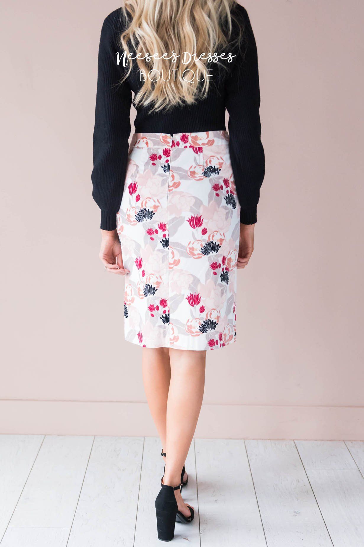 Blooming Beauty Velveteen Pencil Skirt Skirts vendor-unknown 