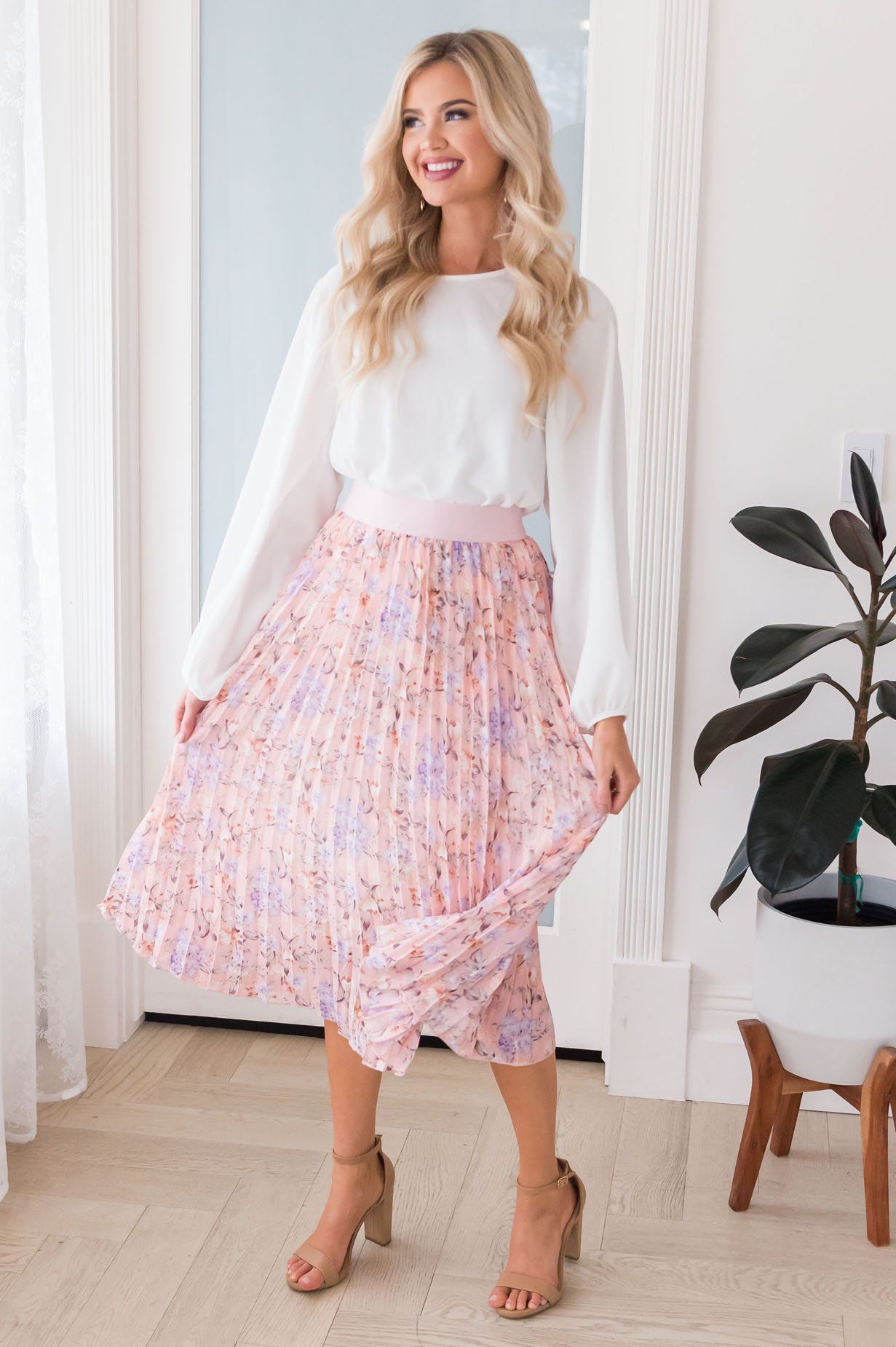 Floral Dreams Modest Pleat Skirt Skirts vendor-unknown 