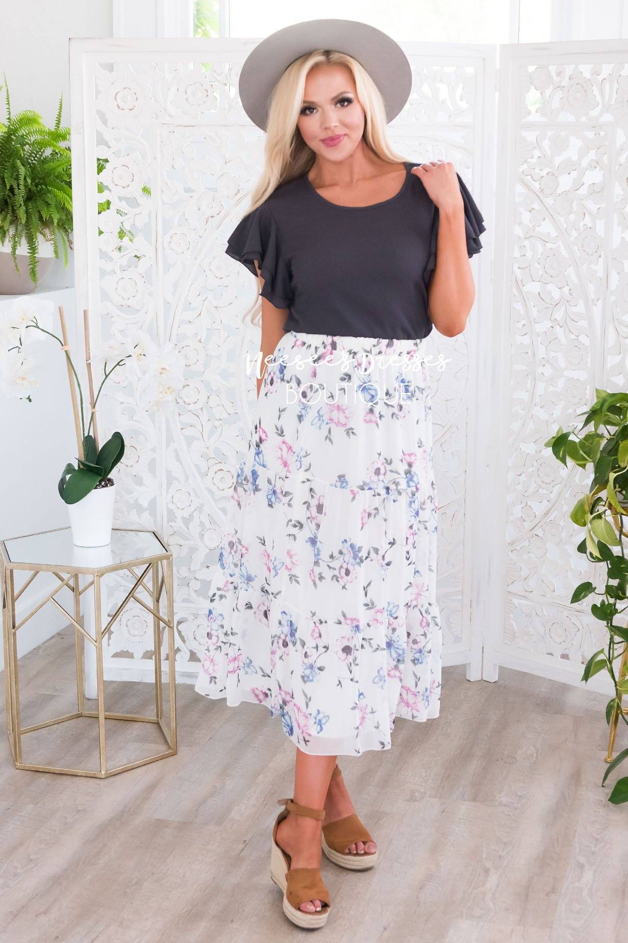 Class Act Modest Flutter Blouse Tops vendor-unknown 