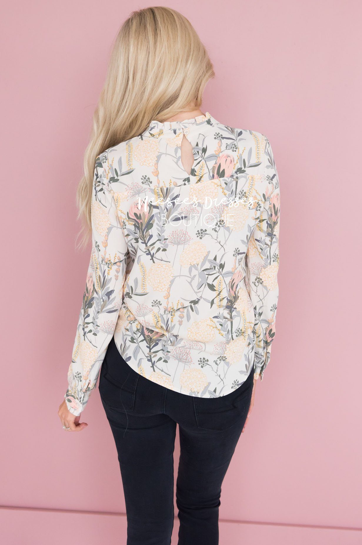Flower Garden Modest Blouse Tops vendor-unknown 